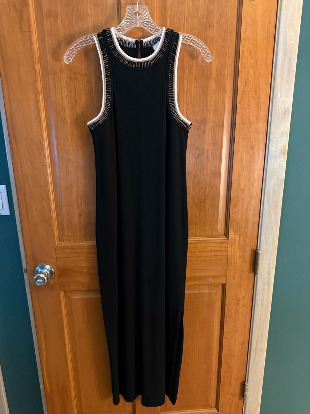 Black Sleeveless Maxi Dress with Contrast Trim. Ann Taylor Loft. Sz XS NWT